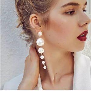 Faux pearl statement earrings